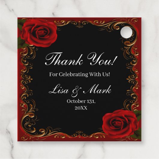 Elegant Goth Rote Rosen Geschenkanhänger (Rückseite)