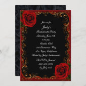 Elegant Goth Rote Rosen Junggeselinnen-Abschied Einladung (Vorne/Hinten)