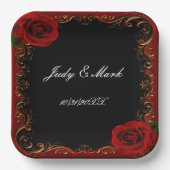 Elegant Goth Rote Rosen Pappteller (Vorderseite)