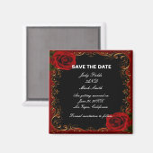 Elegant Goth Rote Rosen Save the Date Magnet (Vorderseite/Rückseite)