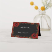 Elegant Goth Rote Rosen Table Platzkarte (Vorderseite)