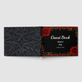 Elegant Goth Rote Rosen Wedding Gästebuch (Voll)