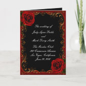 Elegant Goth Rote Rosen Wedding Program Card Programm (Vorderseite)