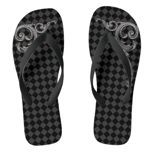 Elegant Goth Swirl Design Flip Flops Badesandalen (Fußbett)