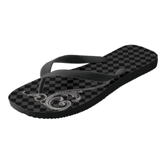 Elegant Goth Swirl Design Flip Flops Badesandalen (Schrägansicht)