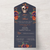 Elegant Gothic 3D Floral Skull Hochzeit All In One Einladung (Innen Boden)