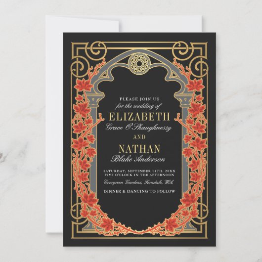 Elegant Gothic Autumn Cathedral Frame Wedding  Einladung (Vorderseite)