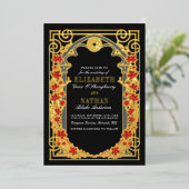 Elegant Gothic Autumn Cathedral Frame Wedding  Folieneinladung (Stehend vorne)