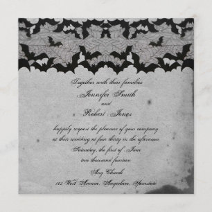 Elegant Gothic Bat Lace Posh Wedding Einladung