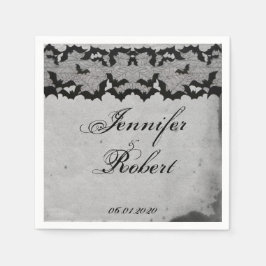 Elegant Gothic Bat Lace Posh Wedding Napkin Serviette