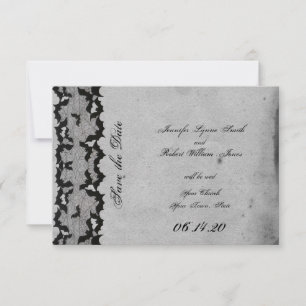 Elegant Gothic Bat Lace Posh Wedding Save the Date