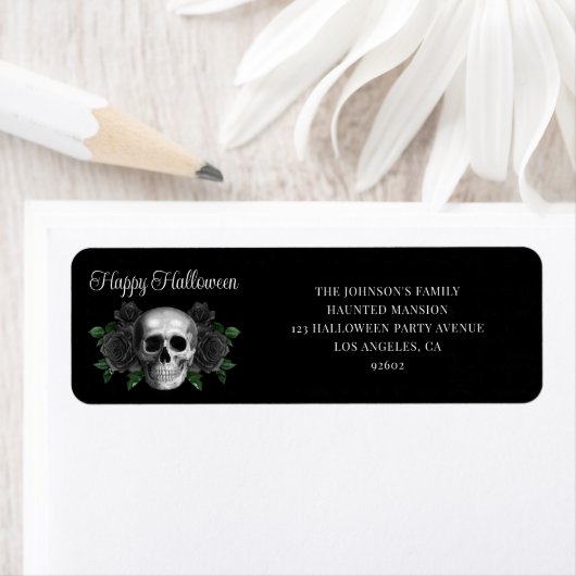Elegant Gothic Black Floral Skull Halloween (Insitu)