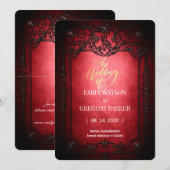 Elegant Gothic Blaugrün Rost Rot Rahmen Save The D Date (Vorne/Hinten)