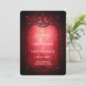 Elegant Gothic Blaugrün Rost Rot Rahmen Save The D Date (Stehend Vorderseite)