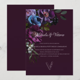 Elegant Gothic Dark Blume Wedding Einladung