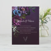 Elegant Gothic Dark Blume Wedding Einladung (Stehend Vorderseite)