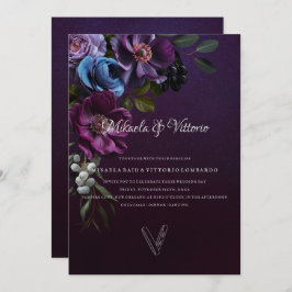 Elegant Gothic Dark Blume Wedding Einladung