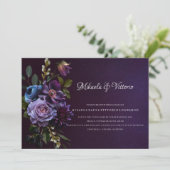 Elegant Gothic Dark Blume Wedding Einladung (Stehend Vorderseite)