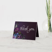 Elegant Gothic Dark Blume Wedding Foto Dankeskarte (Vorderseite)