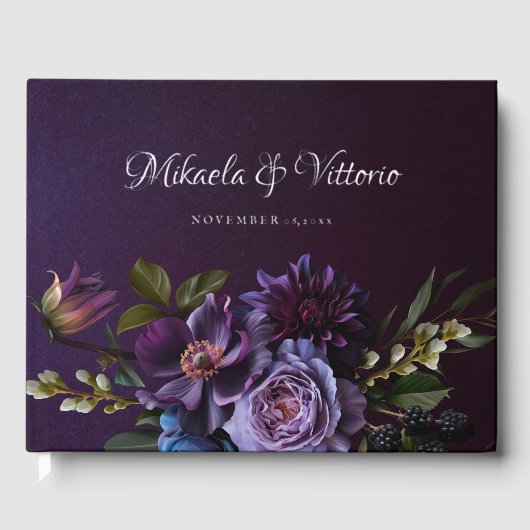 Elegant Gothic Dark Blume Wedding Gästebuch (Vorderseite)