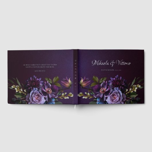 Elegant Gothic Dark Blume Wedding Gästebuch (Voll)