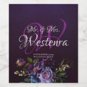 Elegant Gothic Dark Blume Wedding Weinetikett (Einzelnes Label)
