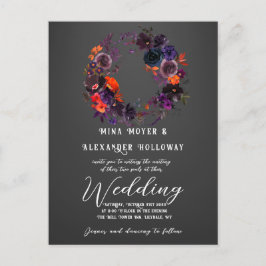 Elegant Gothic Dark Floral Foto QRC Wedding Postkarte