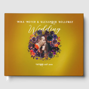 Elegant Gothic Dark Floral Foto Wedding Gästebuch