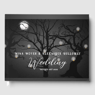 Elegant Gothic Dark Forest Foto Hochzeit Gästebuch