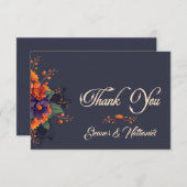 Elegant Gothic Floral Minimalistische Hochzeit Vie Dankeskarte (Vorne/Hinten)