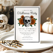 Elegant Gothic Floral Skull Halloween Einladung