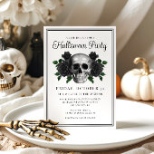 Elegant Gothic Floral Skull Halloween Einladung