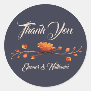 Elegant Gothic Floral Vielen Dank für Ihr Hochzeit Runder Aufkleber