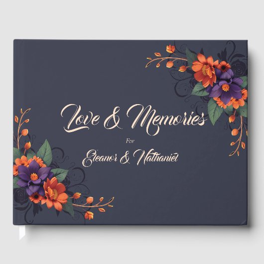 Elegant Gothic Floral Wedding Guest Book Gästebuch (Vorderseite)