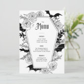 Elegant Gothic Floral Wedding Menükarte (Stehend Vorderseite)