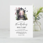 Elegant Gothic Garden Bench Floral Handfast Einladung (Stehend Vorderseite)