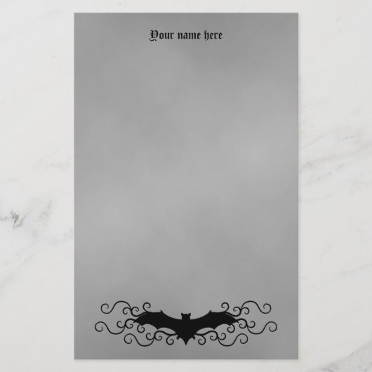 Elegant Gothic Halloween Fledermaus und Wirbel auf Briefpapier (Vorderseite)