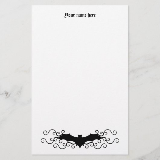 Elegant Gothic Halloween Fledermaus und Wirbel wei Briefpapier (Vorderseite)