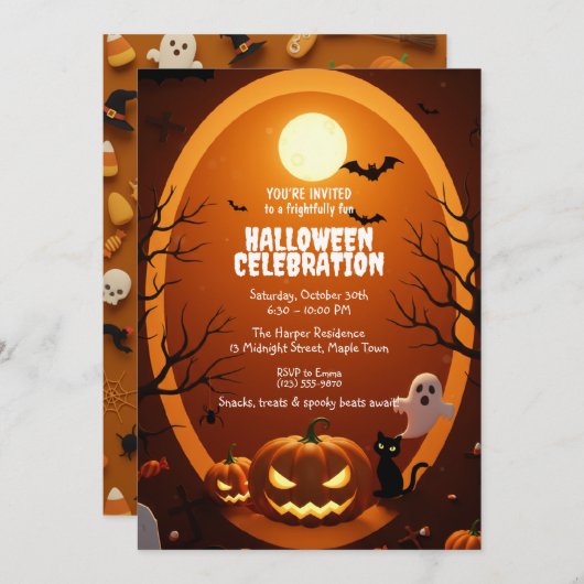 Elegant Gothic Halloween Party Invitation Einladung (Vorne/Hinten)