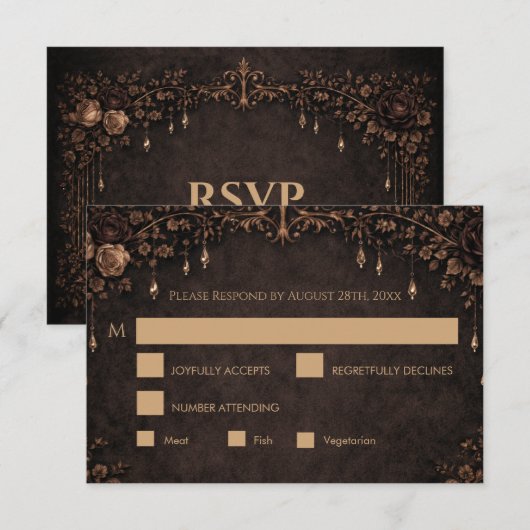 Elegant gothic halloween Wedding RSVP Card Karte (Vorne/Hinten)