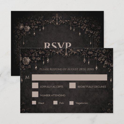 Elegant gothic halloween Wedding RSVP Card Karte (Vorne/Hinten)