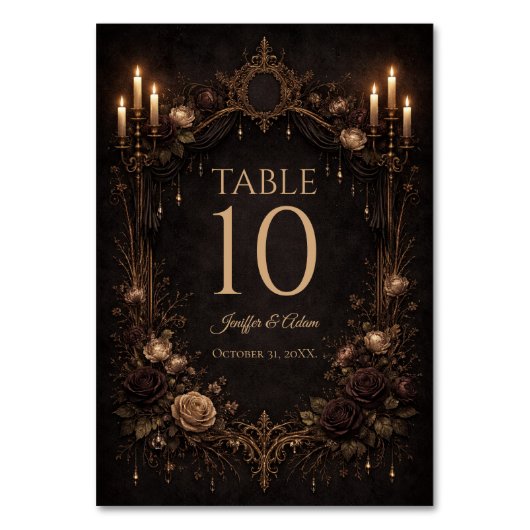 Elegant Gothic Halloween Wedding Table number Tischnummer (Vorderseite)