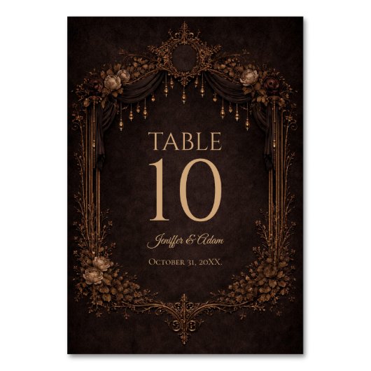 Elegant Gothic Halloween Wedding Table number Tischnummer (Vorderseite)