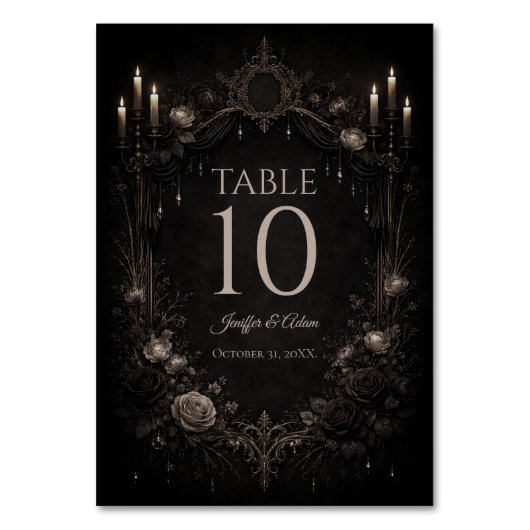 Elegant Gothic Halloween Wedding Table number Tischnummer (Vorderseite)