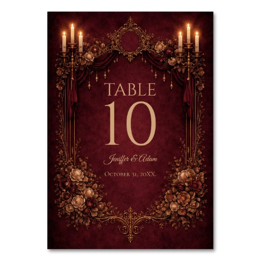 Elegant Gothic Halloween Wedding Table number Tischnummer (Vorderseite)