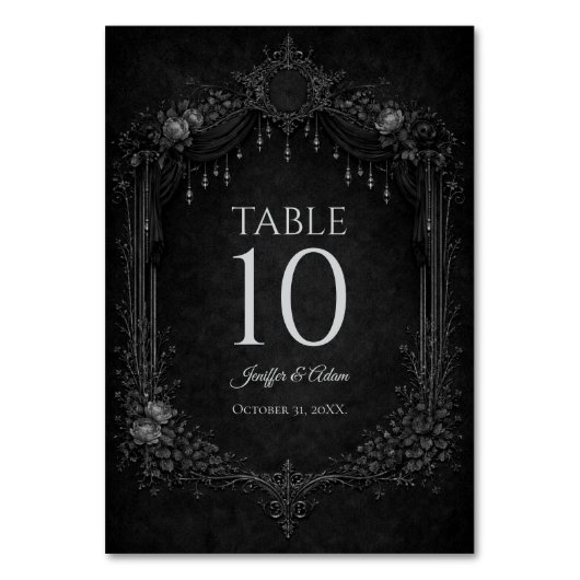 Elegant Gothic Halloween Wedding Table number Tischnummer (Vorderseite)