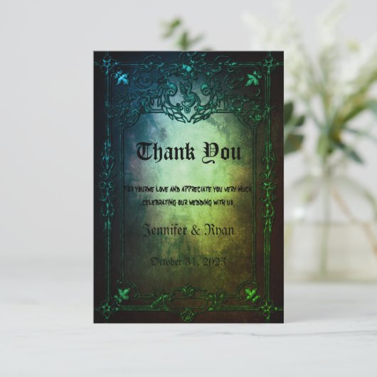 Elegant Gothic Hochzeit Danke Karte (Stehend Vorderseite)