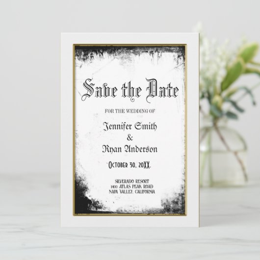 Elegant Gothic Hochzeit speichern Sie das Datum Ei Einladung (Stehend Vorderseite)