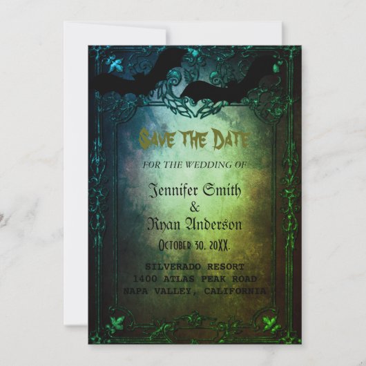 Elegant Gothic Hochzeit speichern Sie das Datum Ei Einladung (Vorderseite)