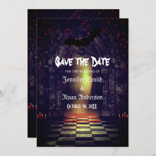 Elegant Gothic Hochzeit speichern Sie das Datum Ei Einladung